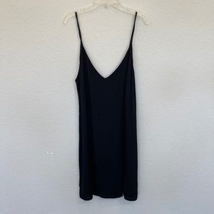 Black V-Neck Slip Dress with Spaghetti Straps